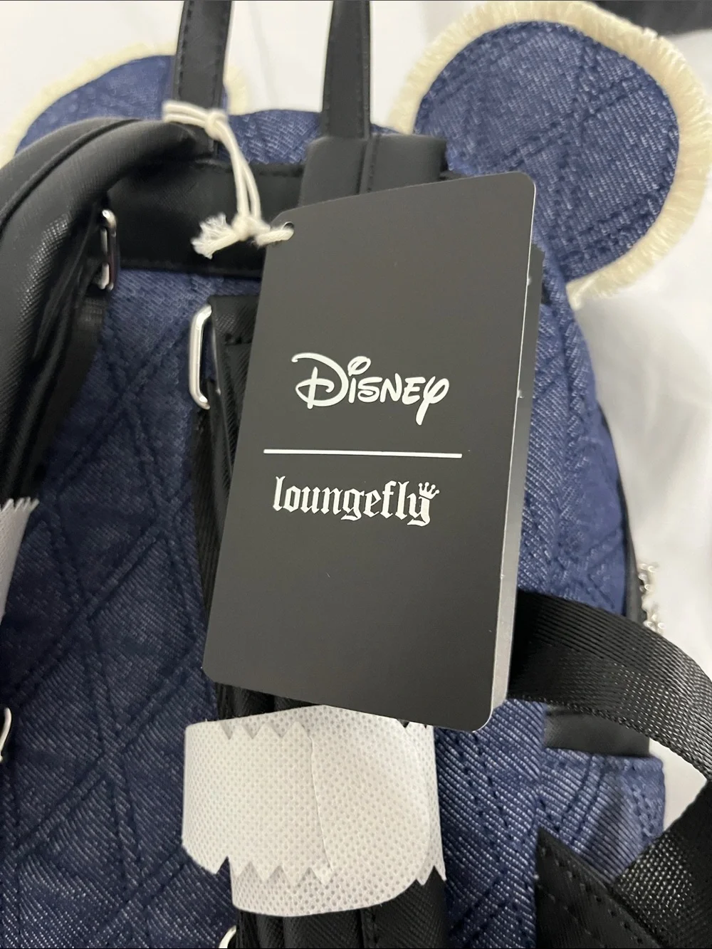 Disney loungefly Navy Mini Backpack with Black Bow and Ear Accents